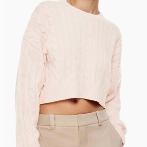 Aritzia Sunday Best Peggy Cropped Wool Sweater‎ L Preppy Cottage Fisherman Cozy